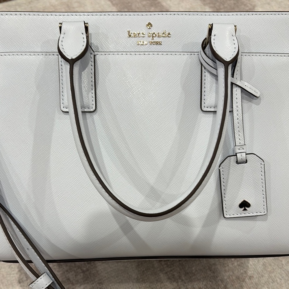Kate Spade Blue Saffiano Leather Satchel with Silver Hardware - Picture 2 of 9